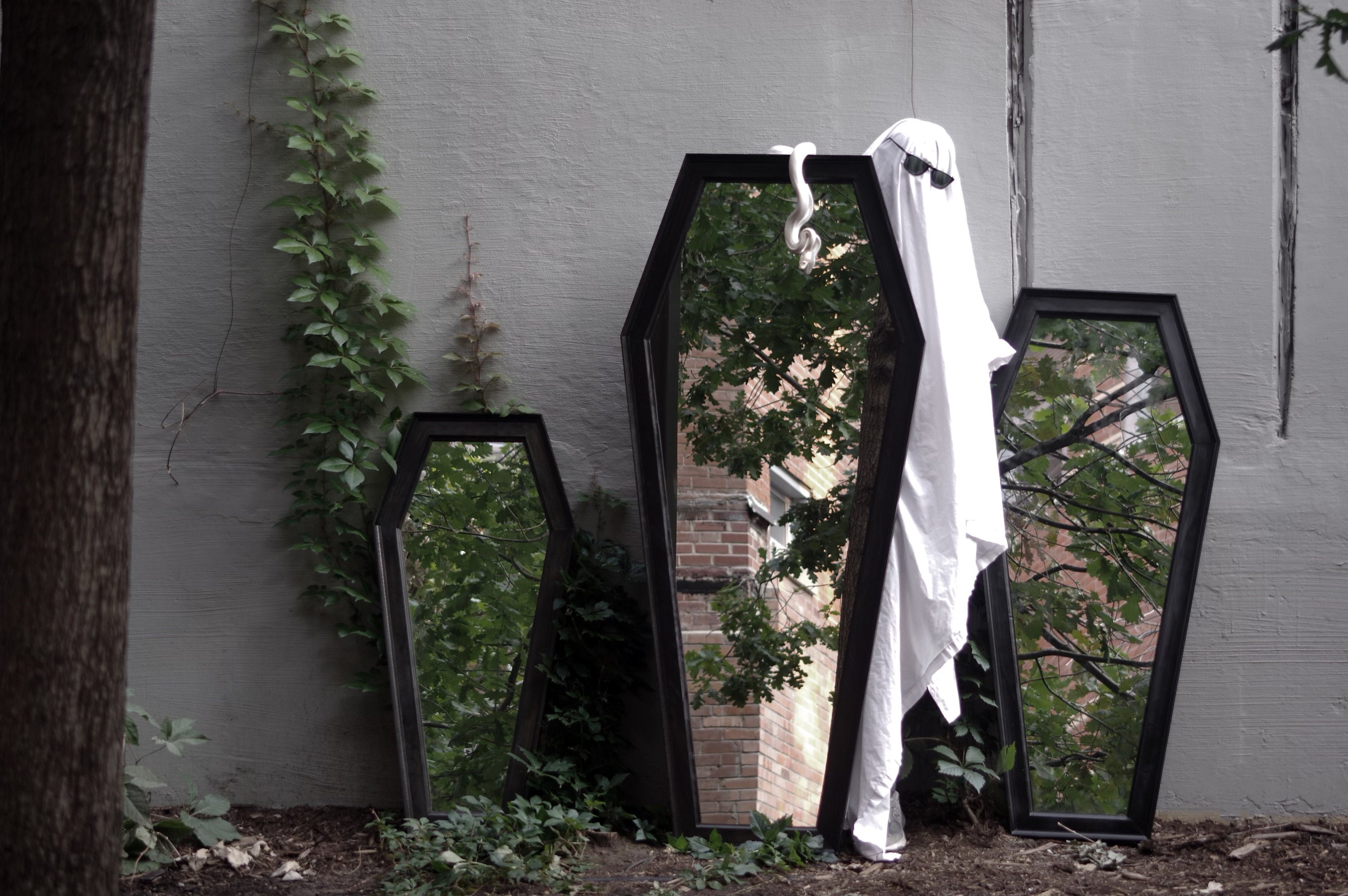 Gothic Black Painted Full Length Coffin Mirror Etsy