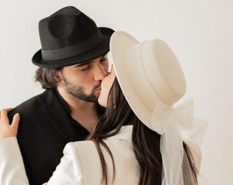 sombrero de novia con velo: sombrero de boda blanco