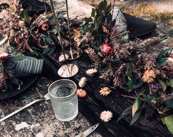 Dried Flower Table Garland, Rustic Wedding Centerpiece