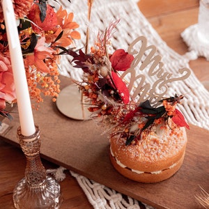 Topper per torta nuziale autunnale / Topper per torta con fiori secchi Decorazioni per compleanno / Buon compleanno / Mr & Mrs