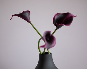 Dark Plum Calla Lily Stems, Real Touch Artificial Flower, Halloween Decor
