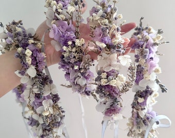 Dried flower crown / children boho flower wreath / lavender flower crown / wedding tiara