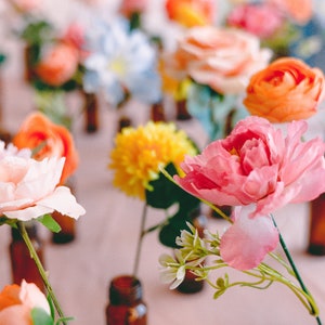 Mixed silk flowers for bud vase centerpiece / summer wedding / wedding table decor image 5