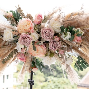 Blush pink flower arch piece/ arbor arrangement / swag flower arrangement / wedding backdrop / flower backdrop / flower arbor / boho bouquet