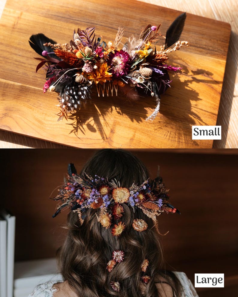 Celestial Halloween Dried Flower Bouquet / Gothic Bride Fall Black Wedding image 5