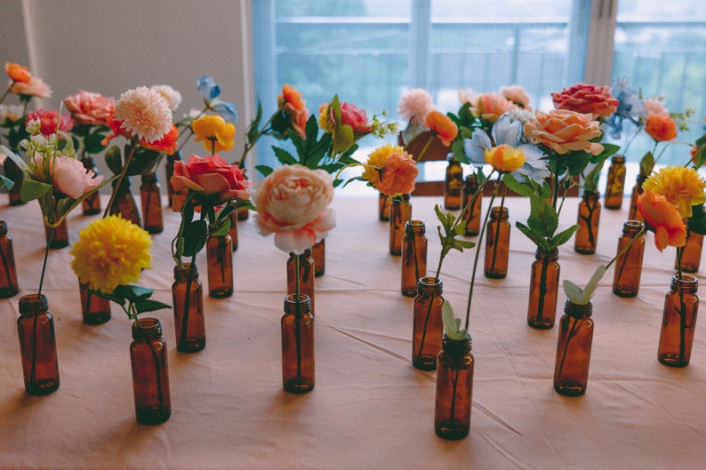 Mixed silk flowers for bud vase centerpiece / summer wedding / wedding table decor image 8