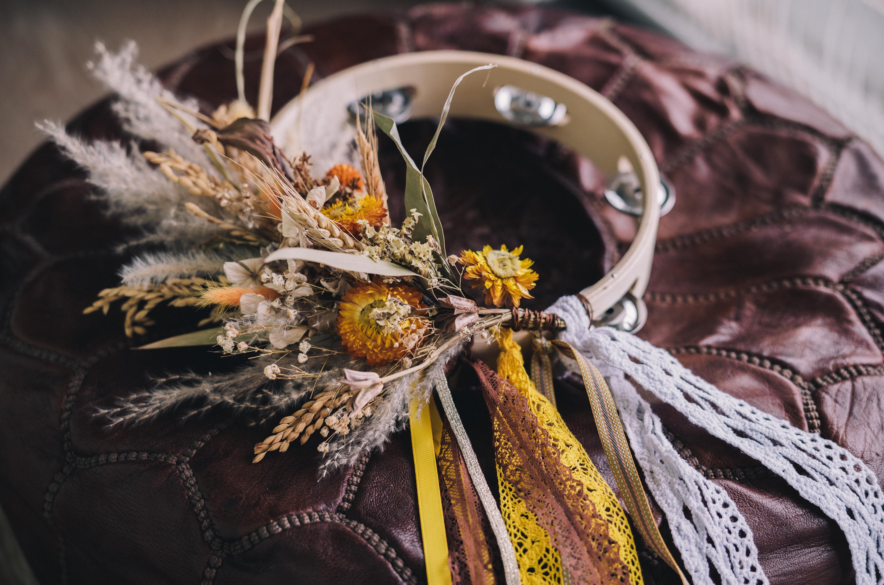 Alternative Wedding Bouquet Tambourine/ Flower Girl Accessories 
