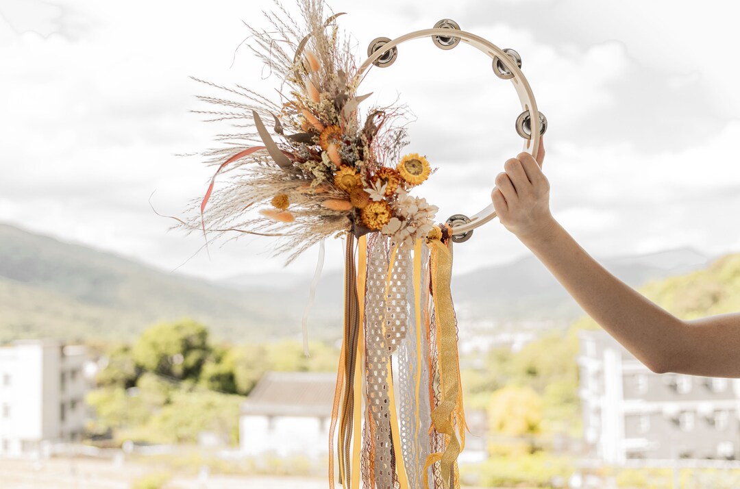 Alternative Wedding Bouquet Tambourine/ Flower Girl Accessories/ Boho