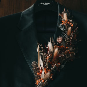 Burnt Orange Dried flower boutonniere / buttonhole/ fall wedding boutonniere / groomsmen buttonhole / dried flower / corsage
