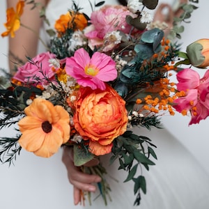 Pink and Orange wildflower bouquet / hot pink bouquet  / summer bouquet / whimsical wedding