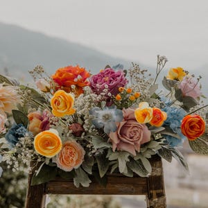 Colorful Wedding Arch Flower Arrangement: Summer Arbor Decor