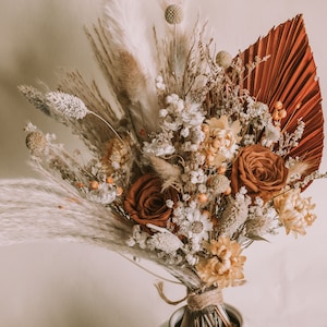 Boho Wedding Bouquet / Fall Bridesmaid Bouquet / Toffee Brown and Yellow Boho Flower / Yellow Rust Orange