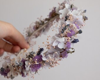 Dried flower crown / children boho flower wreath / lavender flower crown / wedding tiara