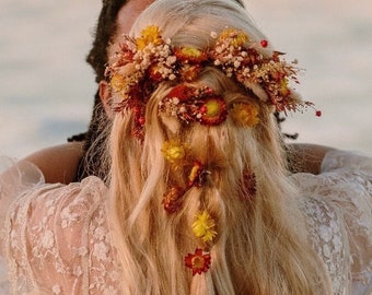 Peigne de fleurs séchées / Diadème de mariée / Couronne de fleurs de mariée / Casque Boho / Épingle à cheveux de mariée