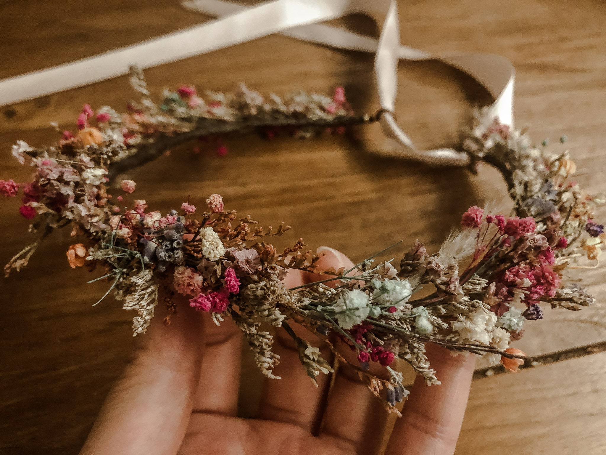 Dried Colorful Wildflower Crown (Set Of 7) Dried Flower Crown / Seasonal / Children Boho Floral Crown  main image 3