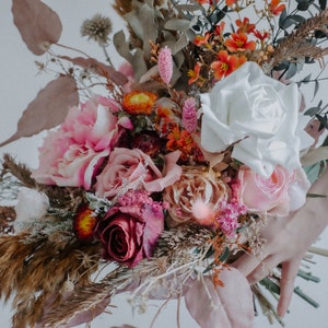 Berry Tone Bridal Bouquet for Wedding / Virbrant Pink Wildflower Bouquet / Burgundy Wedding Flower
