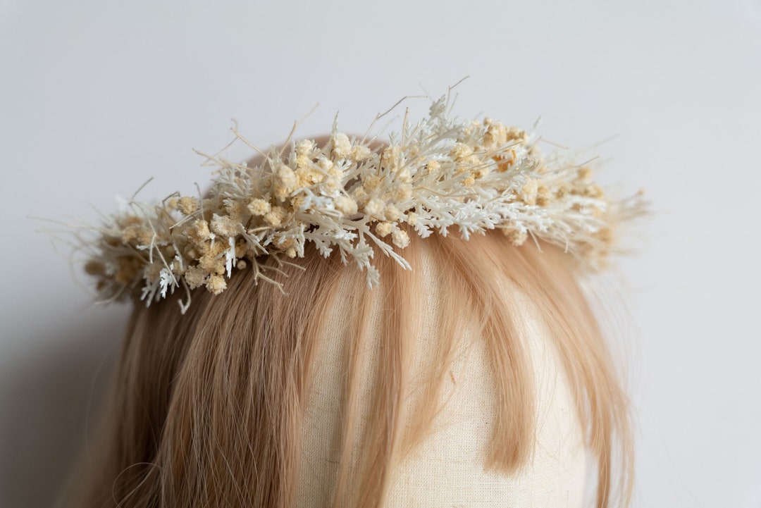 Boho Flower Girl Crown / White Artificial Flower Tiara / Bridal Tiara / Children Crown / Boho