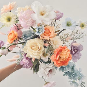 Pastel wildflower bridal bouquet/ wildflowers pastel wedding bouquet/ silk flowers / Monet color / Summer wedding flower