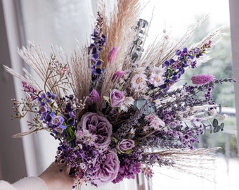 Lavender Purple Bouquet for Spring Summer Wedding / Wildflower Meadow Bouquet / Boho Wedding