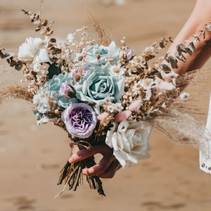 Boho Beach Wedding Bouquet / something blue for bride wedding bouquet / spring summer wedding / eucalyptus