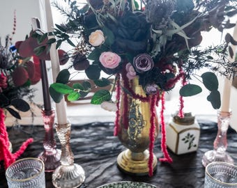 Halloween burgundy wedding centrepiece/ table centrepiece / Halloween home decor
