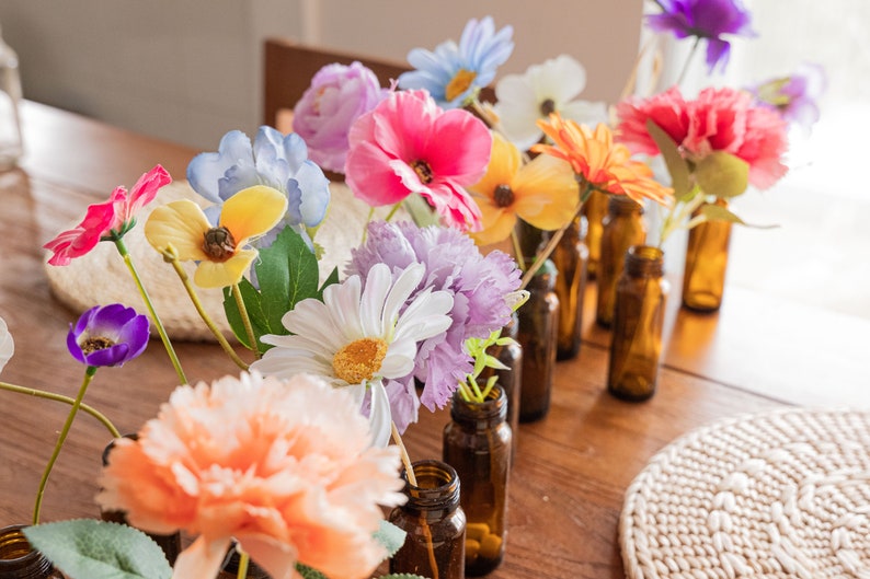 Mélange de fleurs sauvages pour pièce maîtresse de vase/mariage printemps-été/arrangement de fleurs en soie image 6