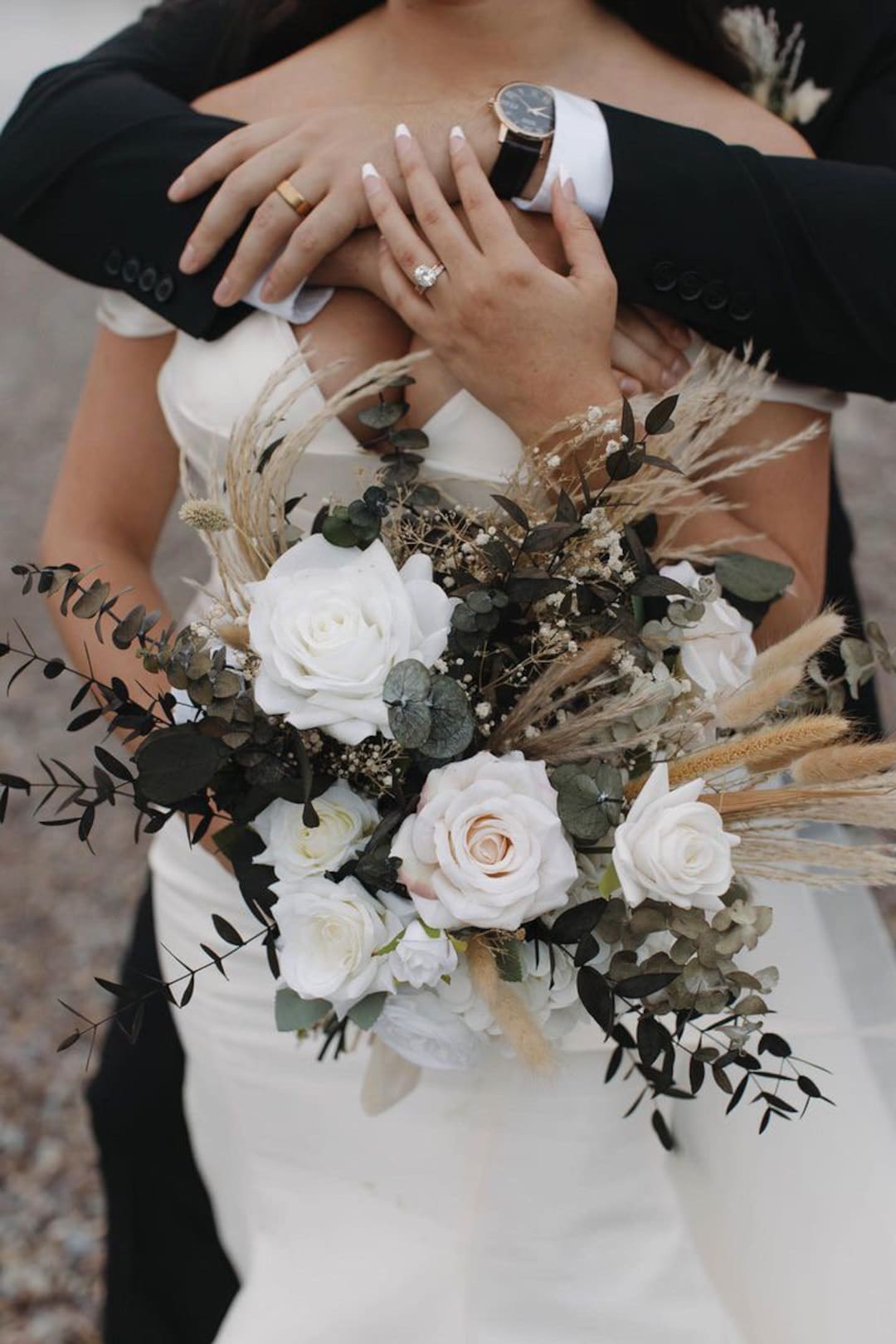 DIY Boho Wedding Bouquet Package/ Greenery and White Roses / Classy ...
