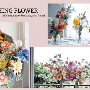 Summer arch flower arrangement, small bouquet for centerpiece decor, wildflower summer bouquet