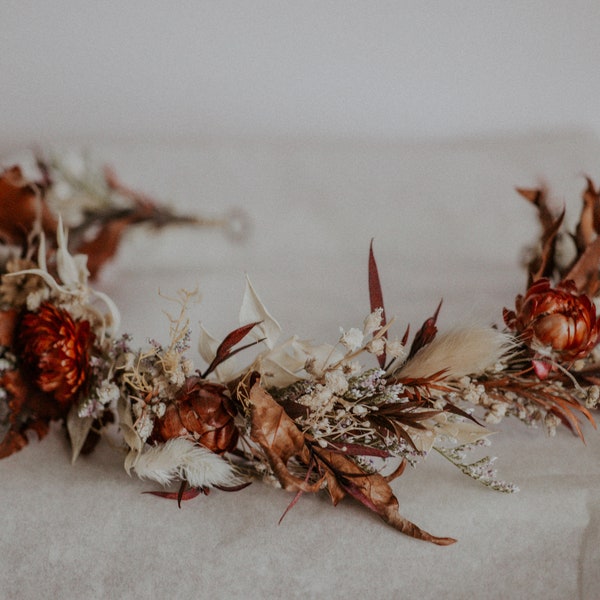 Fall Dried flower crown / children boho terracotta flower wreath / lavender flower crown / wedding tiara