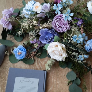 Purple Wildflower Bouquet / Wedding Bouquet / Dusty blue / White / Champagne