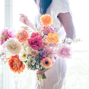 Pink and Orange wildflower bouquet / hot pink bouquet  / summer bouquet / whimsical wedding