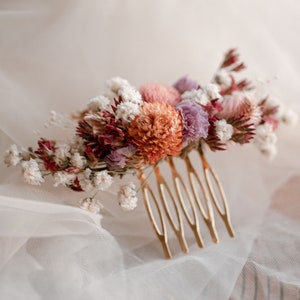 Dusty Pink Dried Flower Comb / Boho Wedding Comb/ Bridal Flower Hair Pieces / Wildflower Crown / Bridal Tiara / Boho Boquuet
