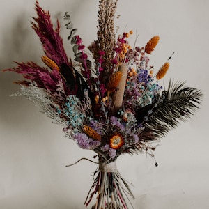 Dried Flower Boho Bouquet for Halloween Wedding / Gothic Bridal Bouquet / Fall Wedding Bouquet