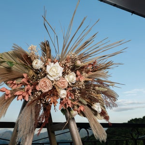 Fall Boho Wedding Bouquet / Bridal Bouquet / Palm Leaf / Dried Flower / Terracotta Burnt Orange / Champagne image 10