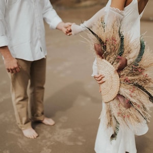 Boho bridal fan bouquet / Pampas grass / Dried flower woven fan / oriental fan / bridal bouquet image 2