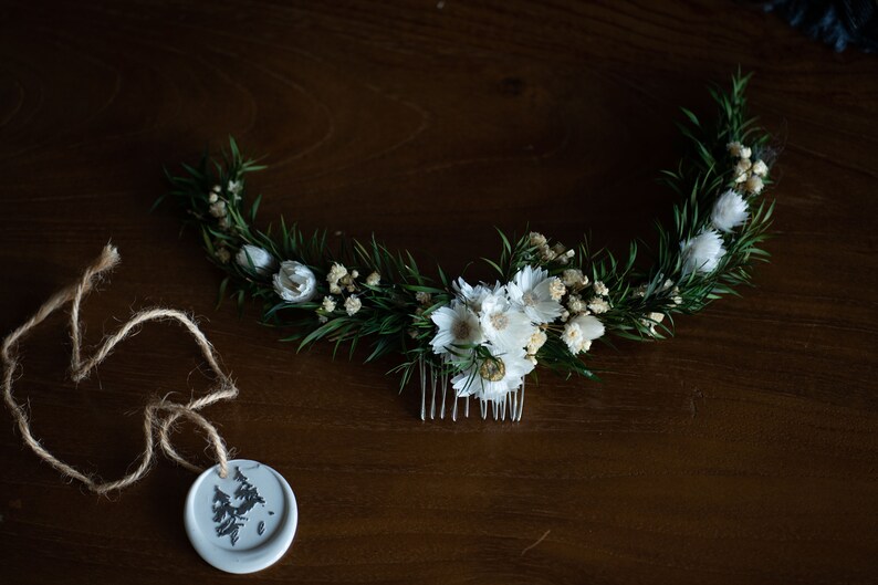 dried flower comb / boho floral hair comb / bridal flower crown / wedding hairpiece / bridal tiara / headband image 5
