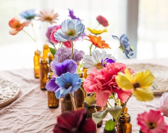 Flor silvestre mixta para centro de mesa de jarrón de cogollos / boda de primavera y verano / arreglo floral de seda