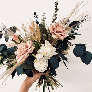 boho wedding bouquet  / bridal bouquet / pampasgrass bouquet / eucalyptus / burgundy / white / blush