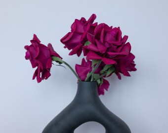 5 piezas de rosa roja/flor Artificial de tacto real de alta calidad/flor al por mayor/palisandro rojo/Borgoña/rojo granate