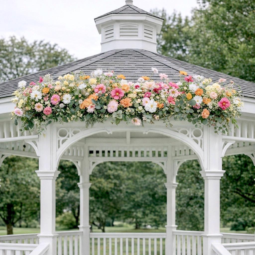 Orange & Pink Wedding Arch Arrangement