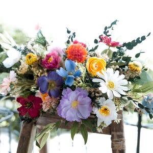 Wildflower wedding Arch arrangement / meadow table arrangements / flower Arbor / Swag Flower Arrangement / wedding backdrop