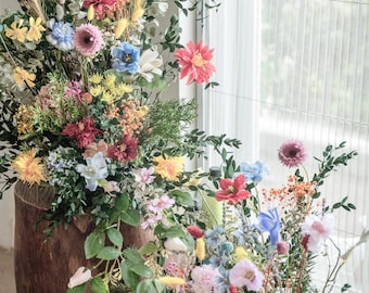 Whimsical Wildflower aisle flower / floor arrangement / flower stand arrangement/ aisle stand flower