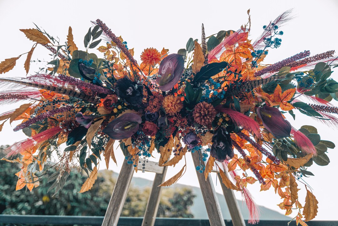 Halloween Wedding Arch / Matching Arch Piece/ Halloween Arbor / Swag Flower Arrangement