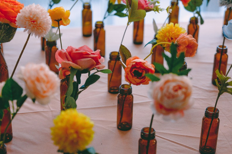 Mixed silk flowers for bud vase centerpiece / summer wedding / wedding table decor image 4