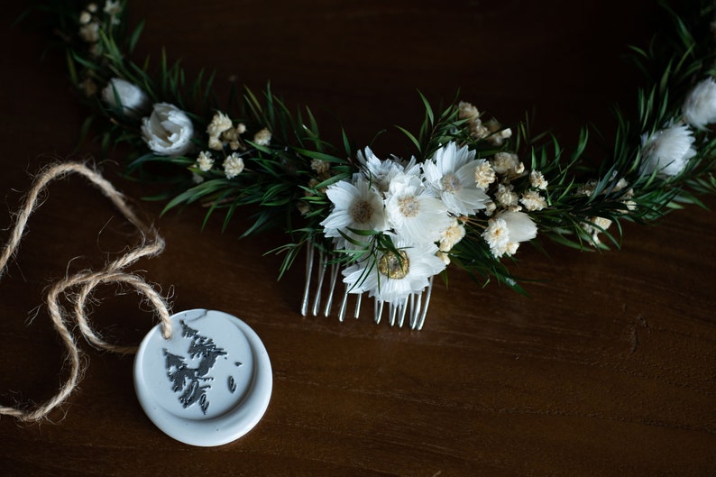 dried flower comb / boho floral hair comb / bridal flower crown / wedding hairpiece / bridal tiara / headband image 4