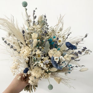Blue and white dried bouquet / Dusty blue / Royal blue wedding bouquet