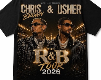 Chris Brown Usher R&B Tour 2026 Graphic T-Shirt, Luxury Streetwear Concert Tee