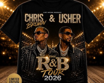 Chris Brown Usher R&B Tour 2026 Graphic T-Shirt, Luxury Streetwear Concert Tee