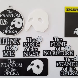 Phantom of the Opera Broadway Musical Themed Ornaments, Magnets, Keychains and Bookmarks