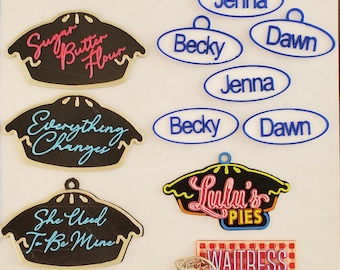 Waitress Musical Themed Ornament, Magnet, or Keychain Including pie themed items